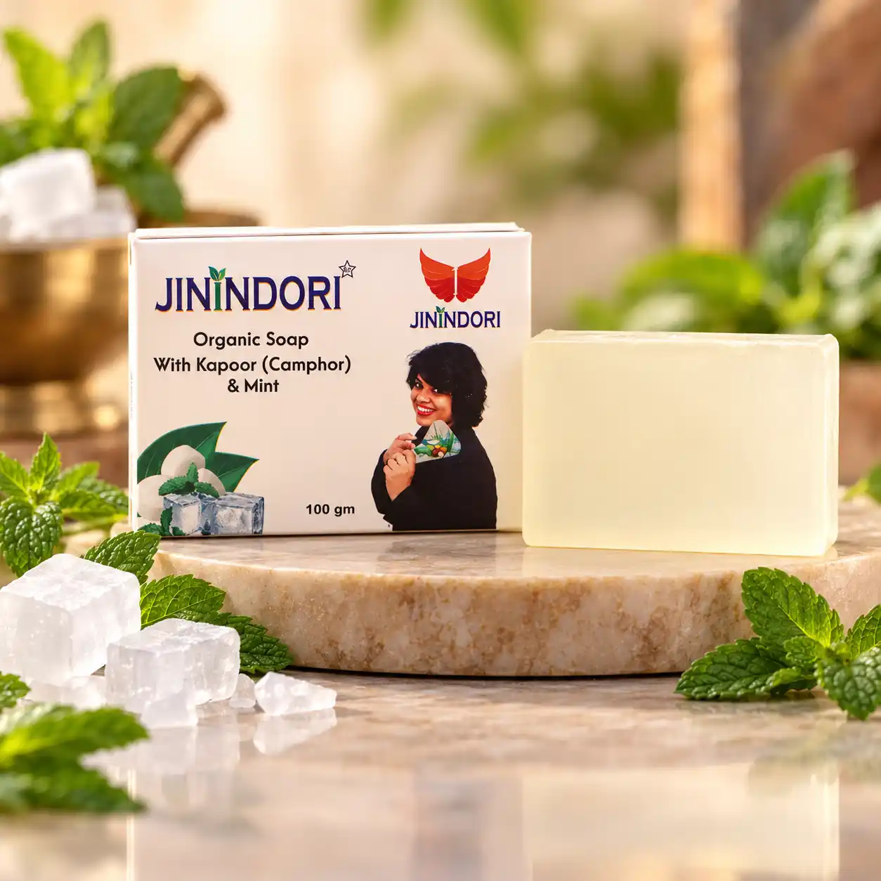 JININDORI Organic Soap with Kapoor (Camphor) & Mint – 100gm