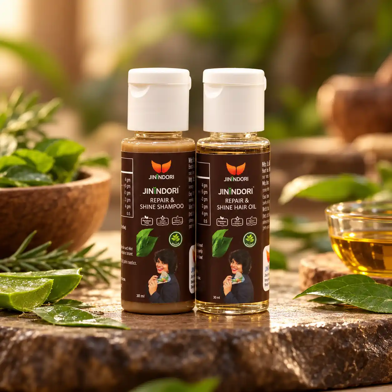 JININDORI Repair & Shine Hair Oil & Shampoo Combo – 30ml + 30ml